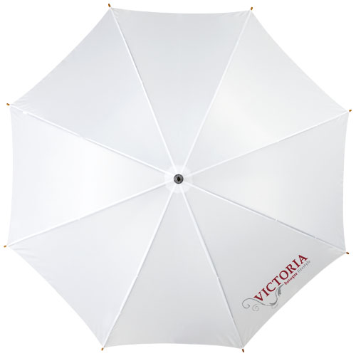 Kyle 23" Automatikregenschirm mit Holzstange und -griff - weiss