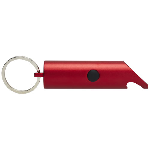 Flare IPX-LED-Lampe und Flaschenöffner aus recyceltem Aluminium mit Schlüsselanhänger - rot