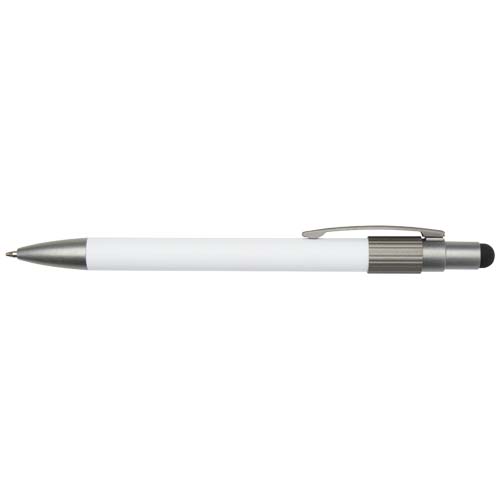 Rill RCS recycelter Kugelschreiber mit Stylus und Fidget Spinner (blaue Mine) - weiss