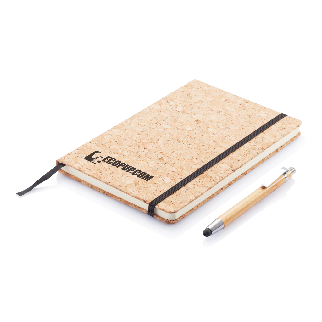 Kork A5 Notizbuch mit Bambus Stift und Stylus