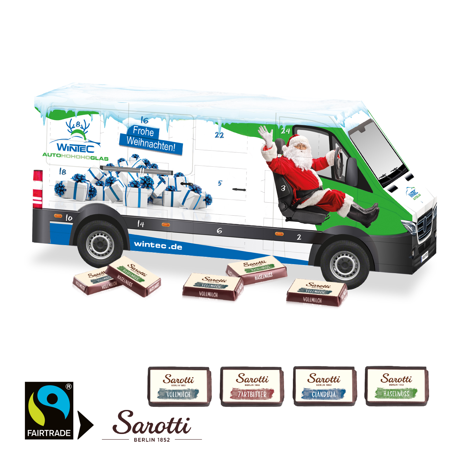 3D Adventskalender "Transporter" mit Sarotti Fairtrade® Schokolade