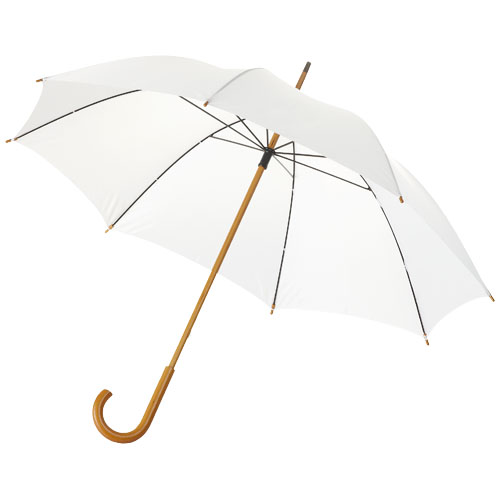 Jova 23" Regenschirm mit Holzstange und -griff - weiss