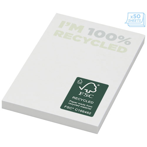 Sticky-Mate® recycelte Haftnotizen 50 x 75 mm  - weiss / 25 Seiten