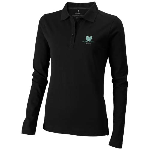 Calgary 180 g/m² Langarm Poloshirt für Damen - schwarz / M