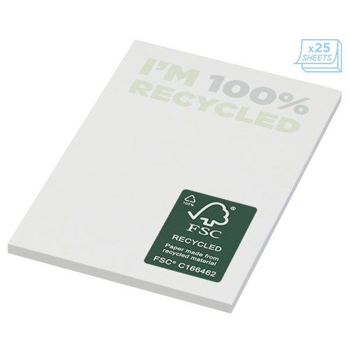 Sticky-Mate® recycelte Haftnotizen 50 x 75 mm  - weiss / 25 Seiten