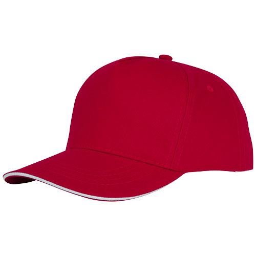 Ceto 175 g/m² Kappe mit 5 Segmenten und Sandwichschirm - rot