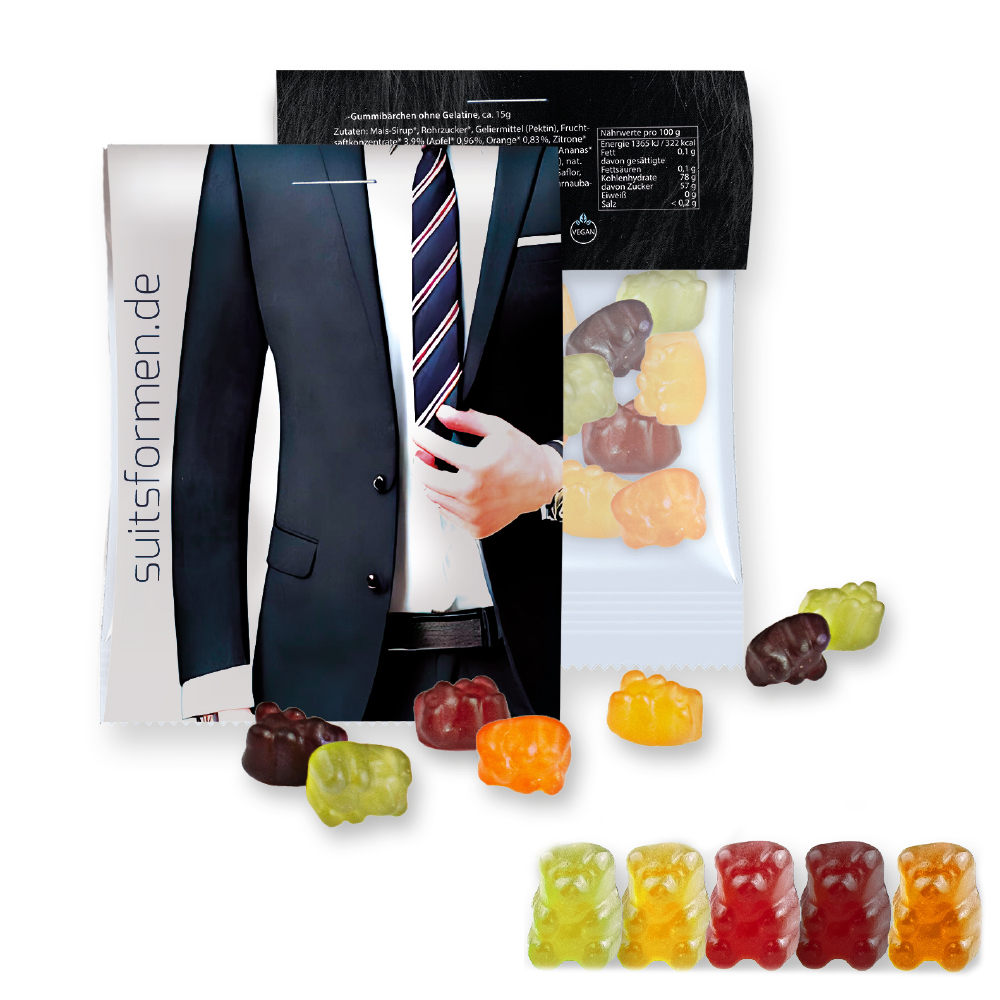 Bio Gummibärchen ohne Gelatine, ca. 15g, Express Midi-Tüte mit Werbereiter