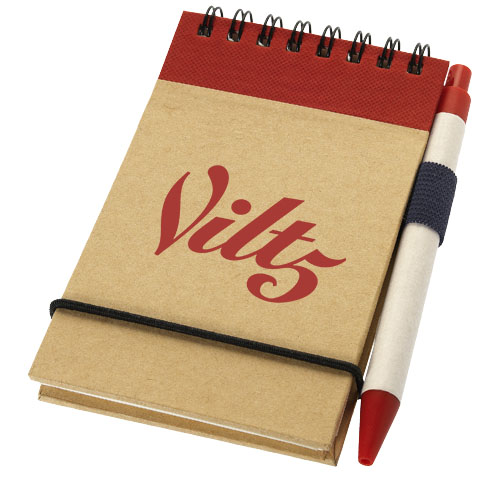 Zuse A7 Recycling Notizblock mit Stift - natur / rot