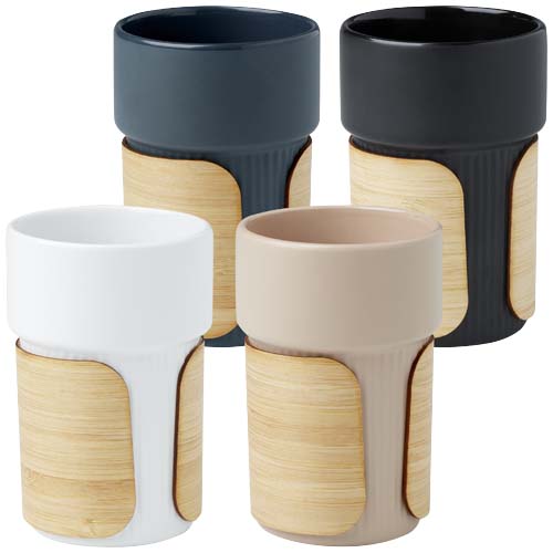 Fika 340 ml Becher mit Bambushülle - weiss