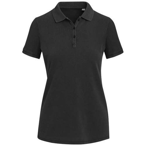 Calgary Poloshirt für Damen im Washed Look, 200 g/m2 - schwarz / XS