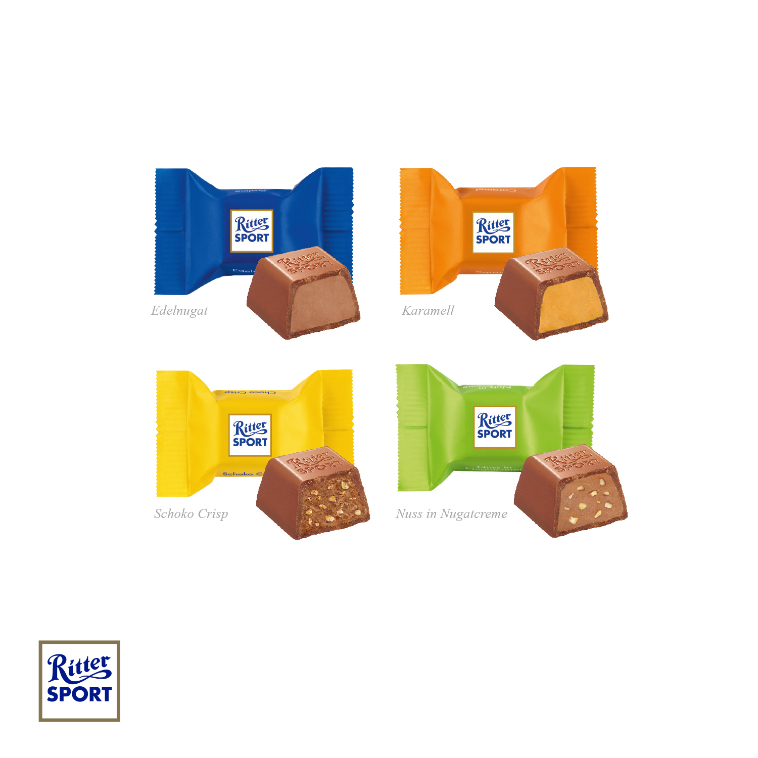 Kissenverpackung "Creative" mit Ritter SPORT Schokowürfel