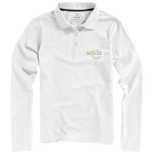 Calgary 180 g/m² Langarm Poloshirt für Damen - weiss / XS