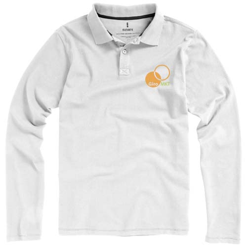 Calgary 180 g/m² Langarm Poloshirt für Herren - weiss / XS