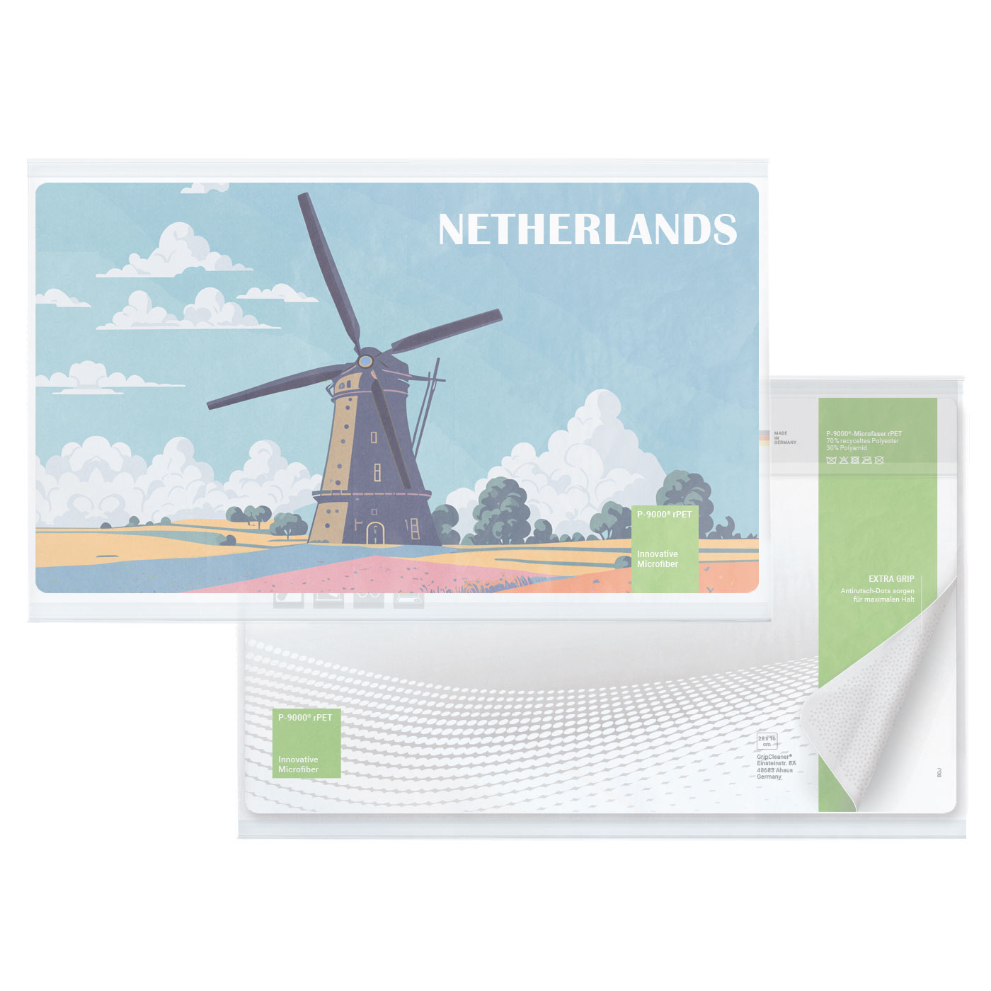 rPET GripCleaner® 4in1 Mousepad 28x16 cm, All-Inclusive-Paket 