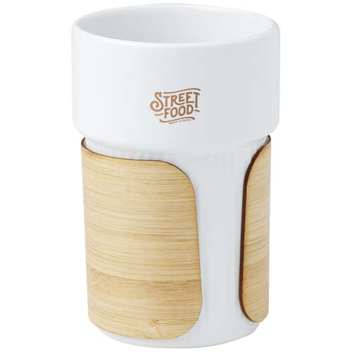 Fika 340 ml Becher mit Bambushülle - weiss