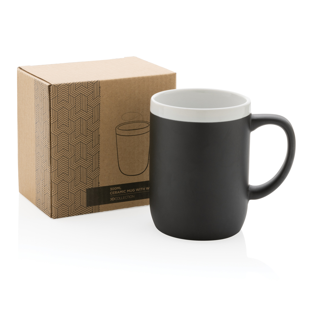 Keramiktasse mit weißem Rand, 300ml