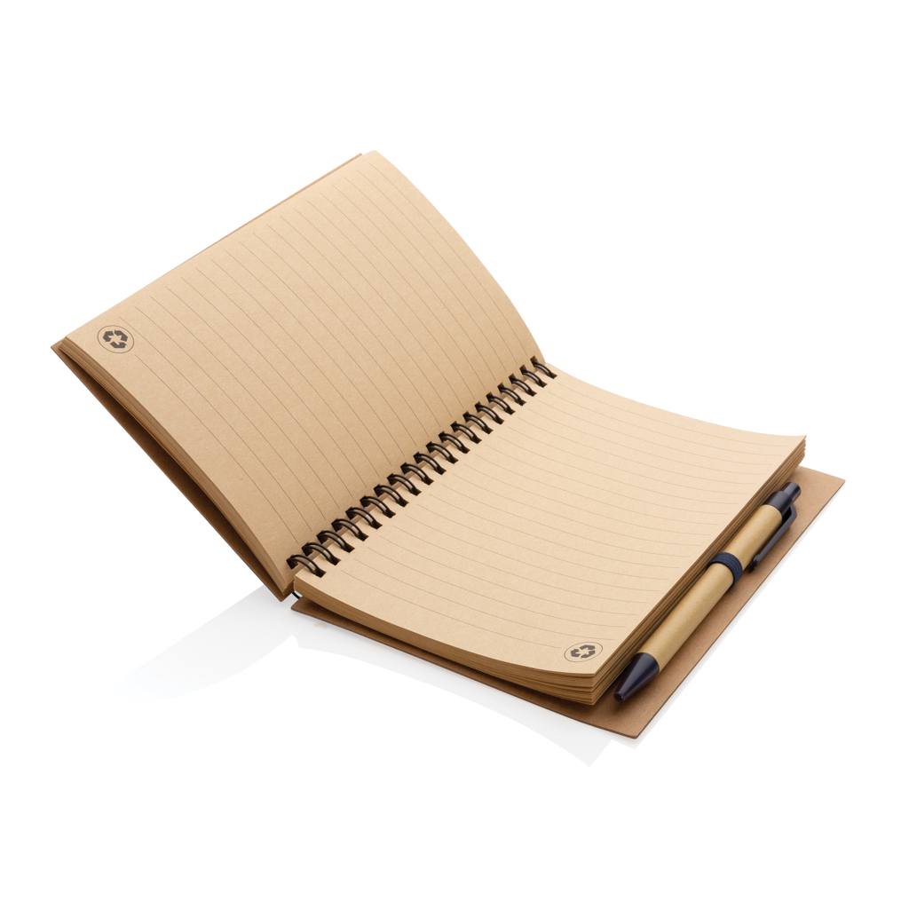 Kraft Spiral-Notizbuch mit Stift
