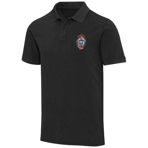 Calgary Poloshirt für Herren im Washed Look, 200 g/m2 - schwarz / XS