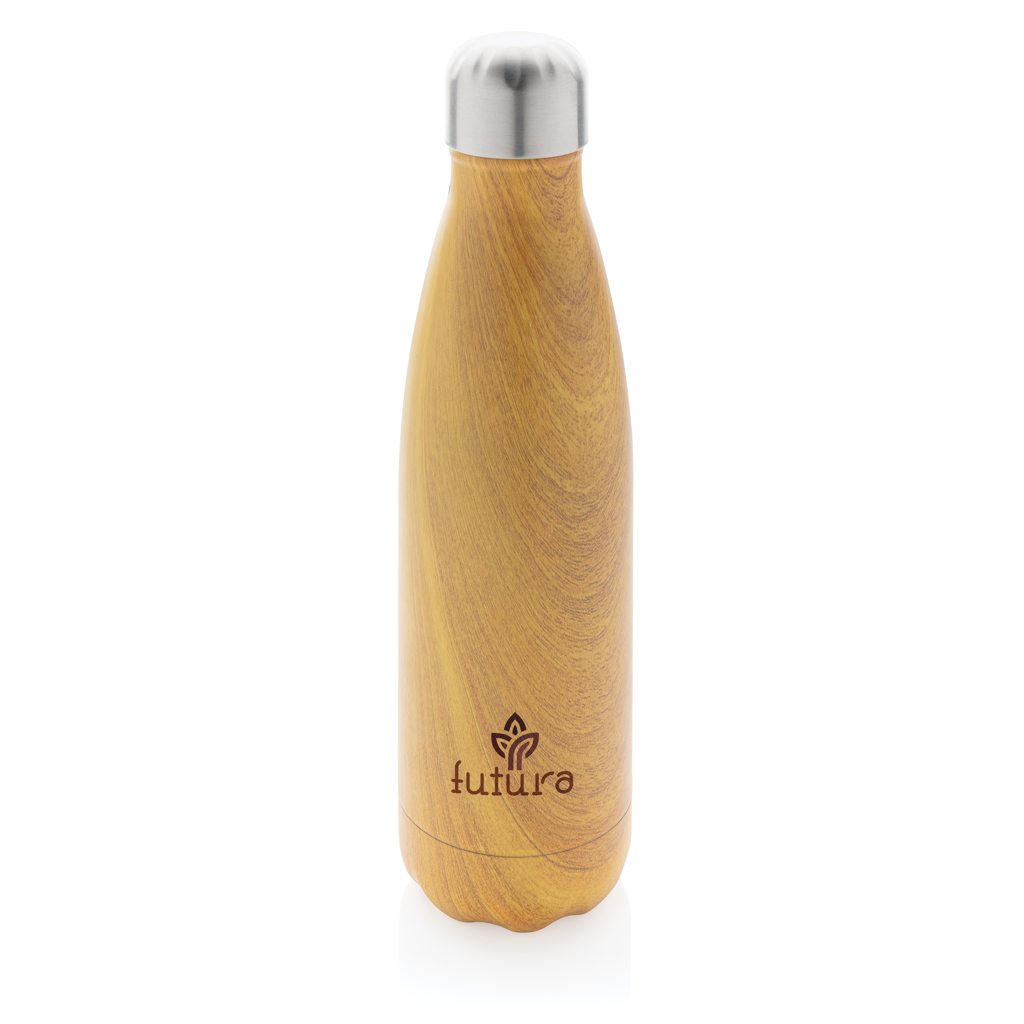 Vakuumisolierte Stainless Steel Flasche mit Holzoptik