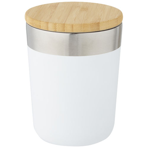Lagan 330 ml Kupfer-Vakuum Isolierbecher mit Bambusdeckel - weiss