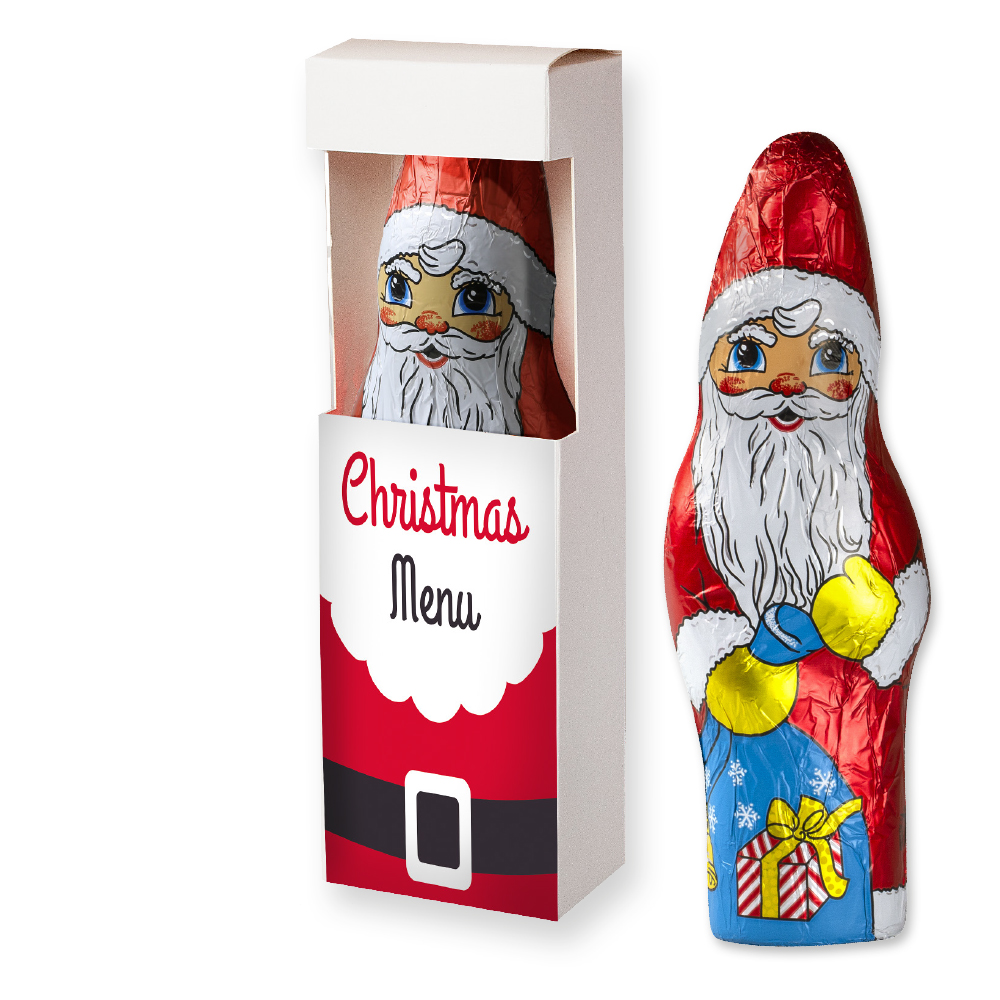 Bio Schoko Weihnachtsmann, ca. 75g, Faltschachtel mit Sichtfenster