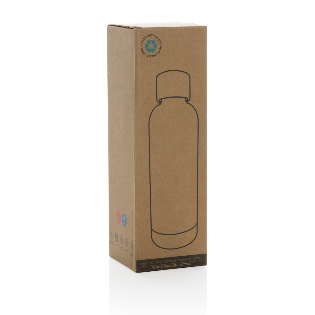 Wood Vakuumflasche aus RCS recyceltem Stainless-Steel