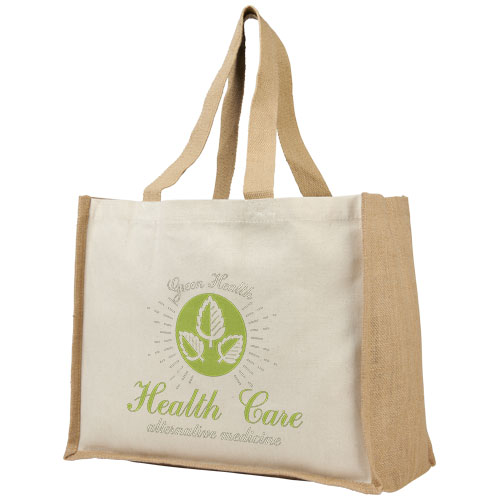 Varai 320 g/m Canvas und Jute Einkaufstasche 23L - natural / natur