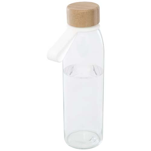 Porto 500 ml Glas-Flasche mit Silikongriff und Bambusdeckel  - transparent klar