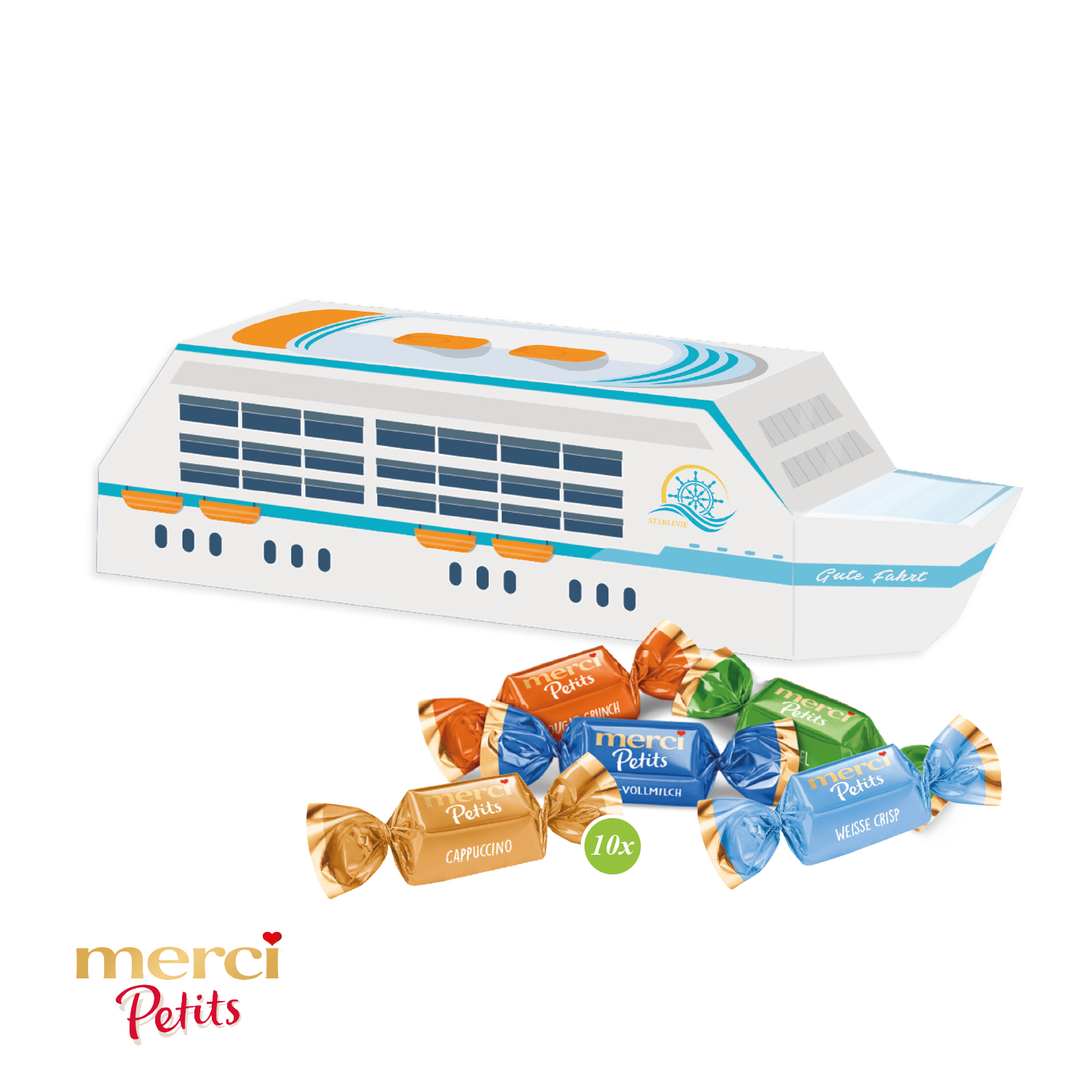 3D Präsent "Schiff" mit Merci Petits