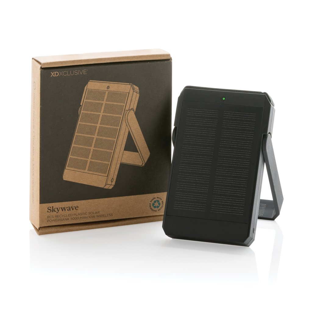Skywave 5000mah Solar Powerbank, 10W Wireless aus rPlastik