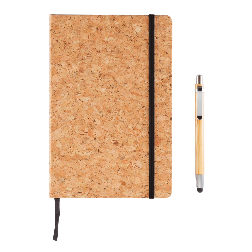 Kork A5 Notizbuch mit Bambus Stift und Stylus