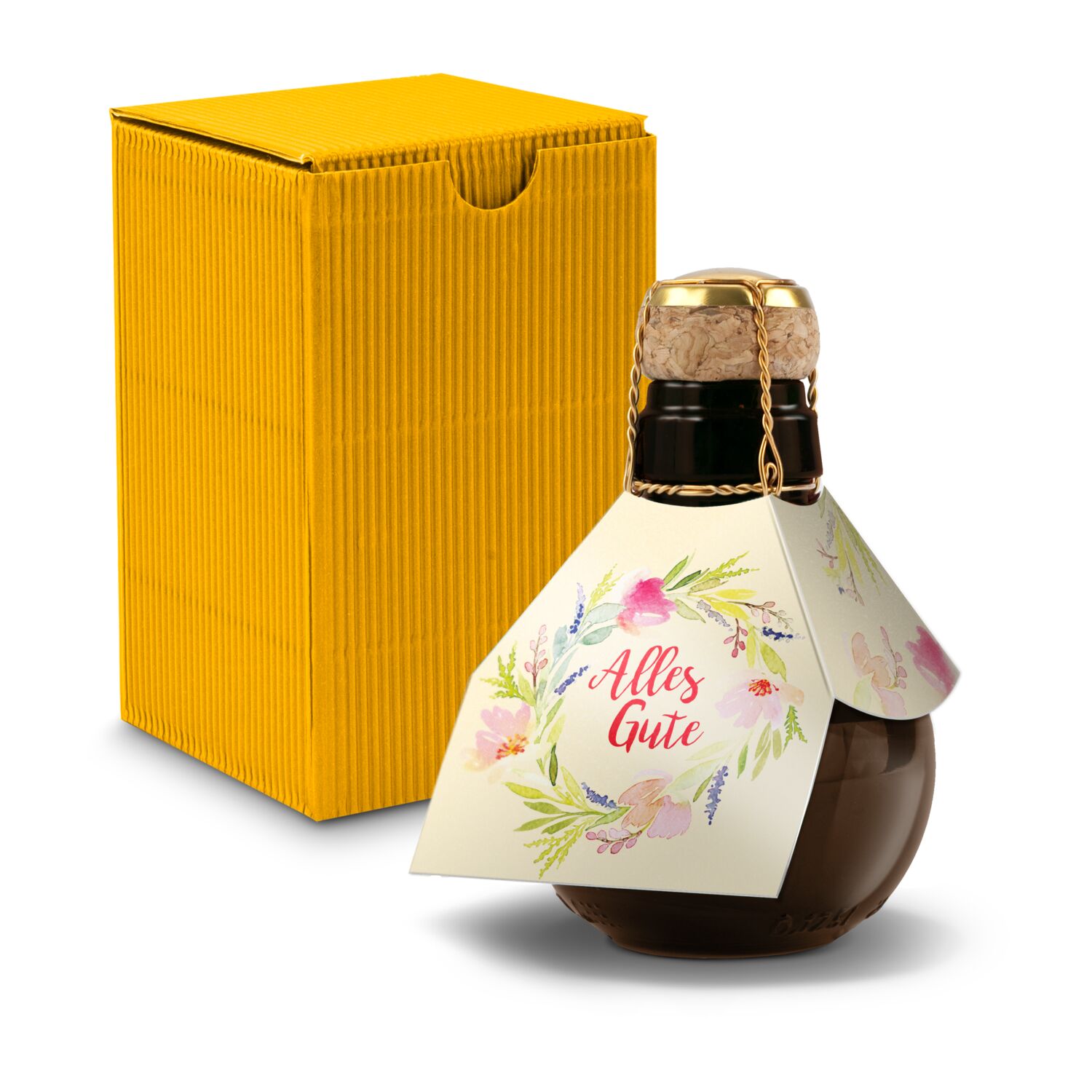 Origineller Sekt Alles Gute - Karton Gelb, 125 ml