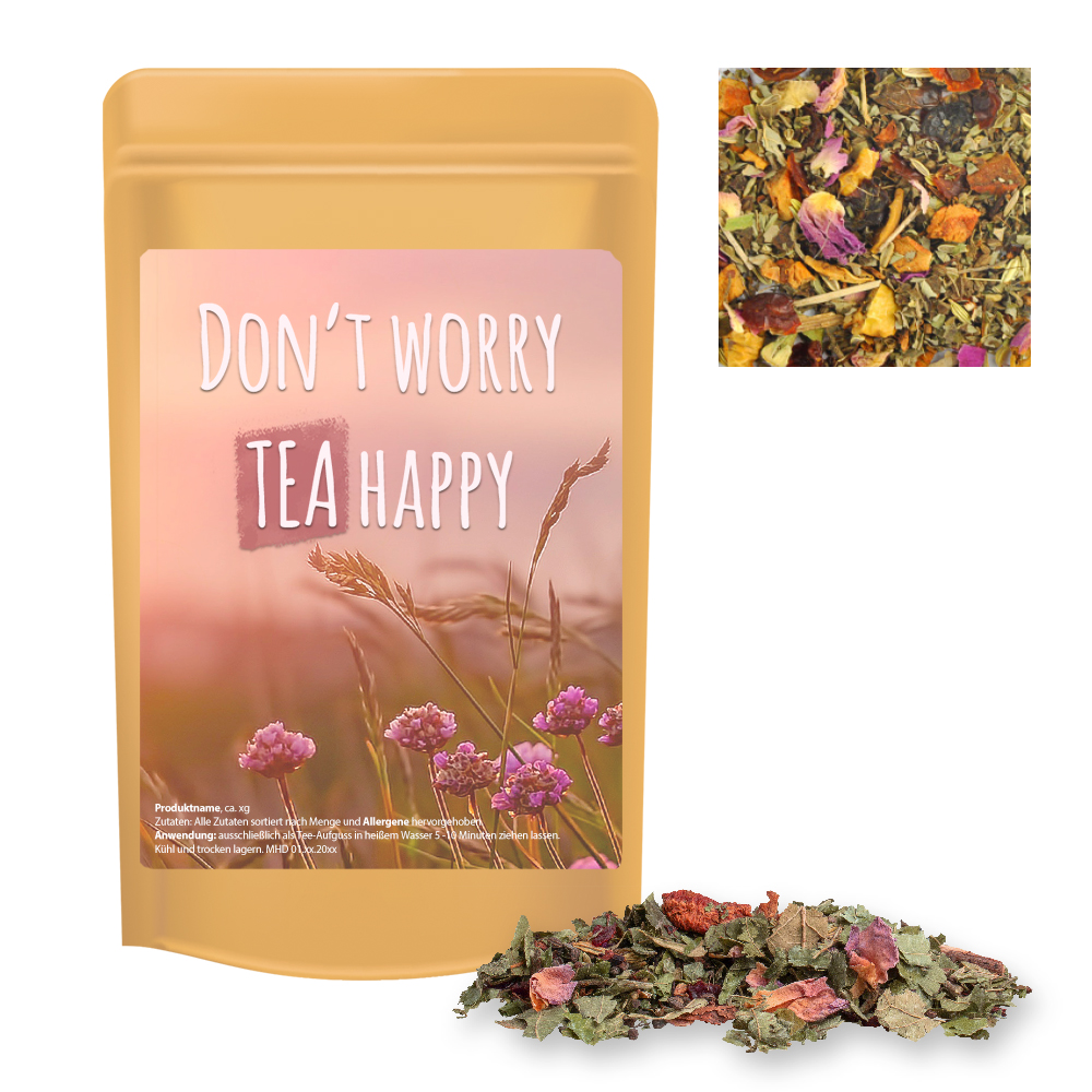 Bio Kräutertee Glücksgefühle, ca. 15g, Standbeutel Mini