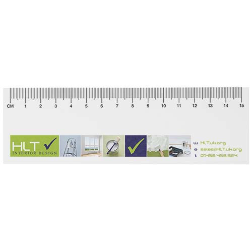 Sticky-Mate® Haftnotizen mit gedrucktem 15 cm Lineal aus recyceltem Material - weiss / 25 Seiten