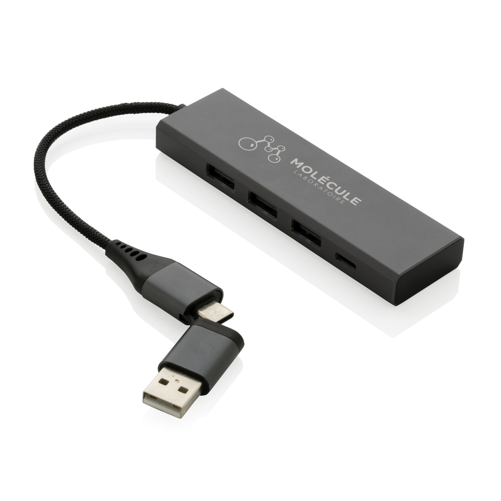 Terra Hub aus RCS recyceltem Aluminium mit 3 USB-Anschlüssen