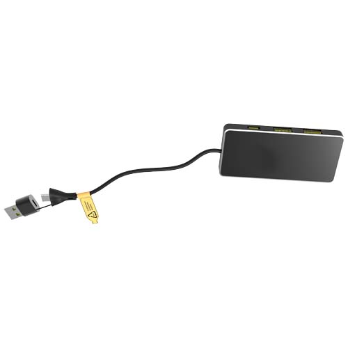 SCX.design H20 8-in-1 USB-Hub mit dualem Eingang und 6 Ports und Leuchtlogo