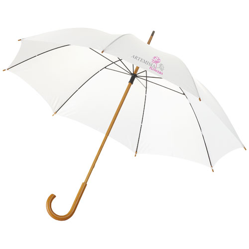 Jova 23" Regenschirm mit Holzstange und -griff - weiss