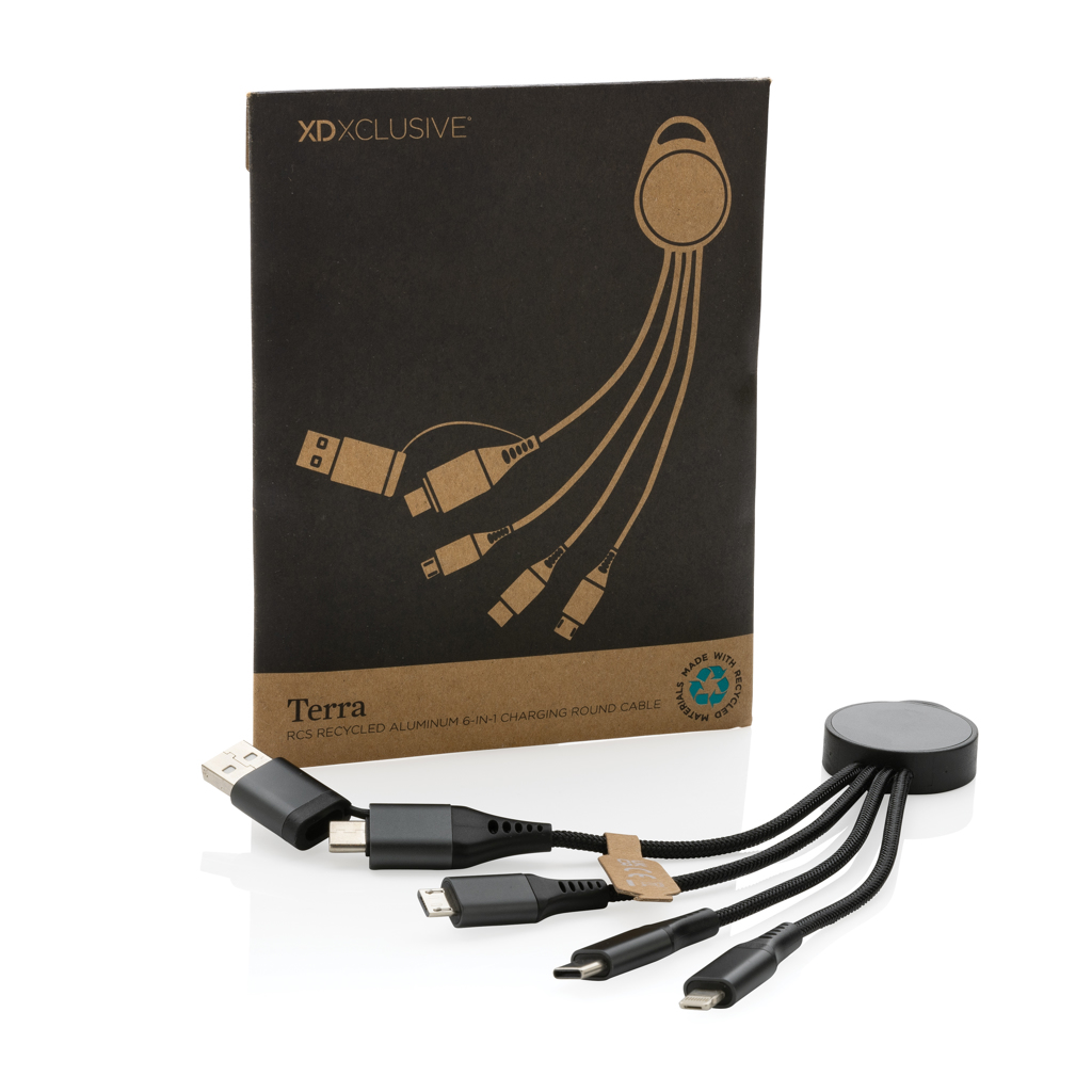 Terra 6-in-1-Ladekabel aus RCS recyceltem Aluminium