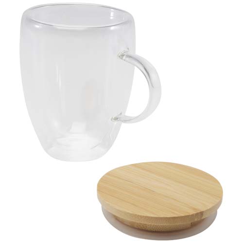 Leona 350 ml Glasbecher mit Bambusdeckel