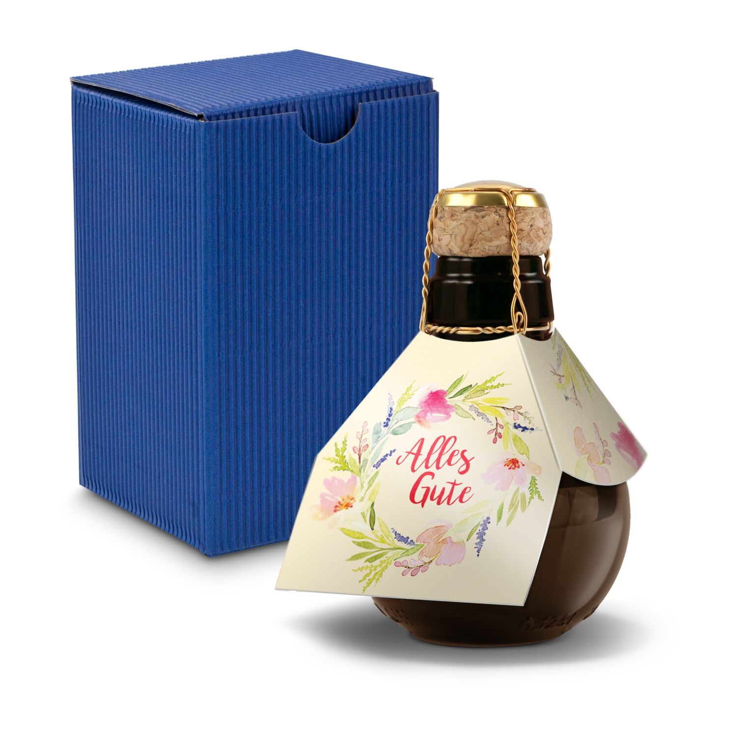 Kleinste Sektflasche der Welt! Alles Gute - Inklusive Geschenkkarton in Blau, 125 ml
