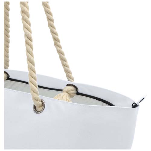 Panama Strandkühltasche mit Kordelgriffen aus recyceltem GRS-Material, 23L - weiss