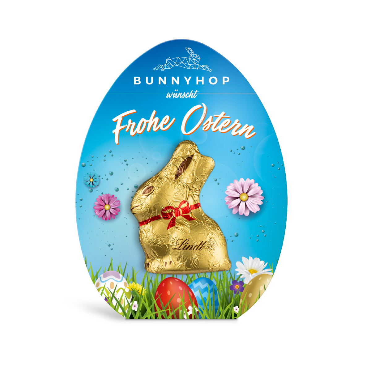 Lindt Mini Goldhase in Osterei-Werbekartonage