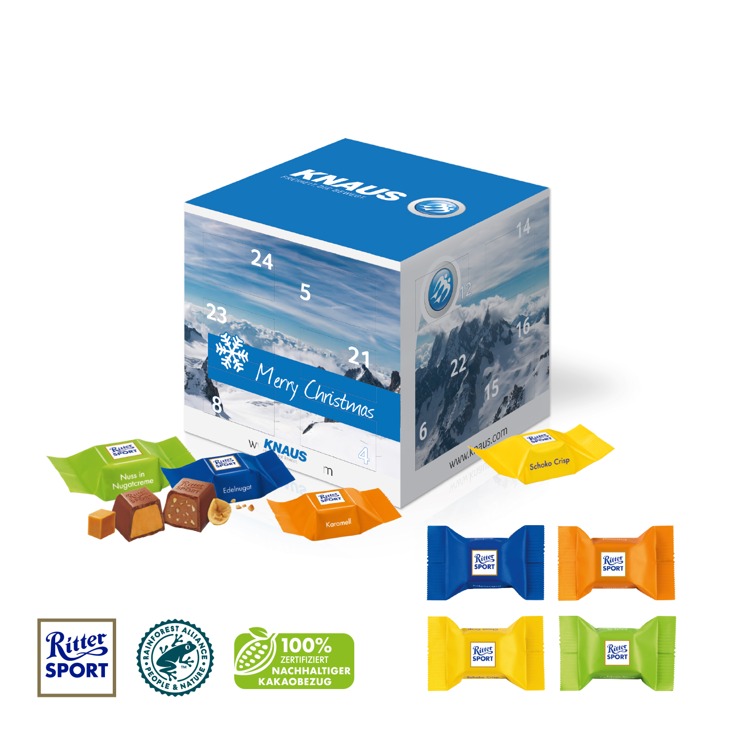Adventskalender "Cube" mit Ritter SPORT Schokowürfel