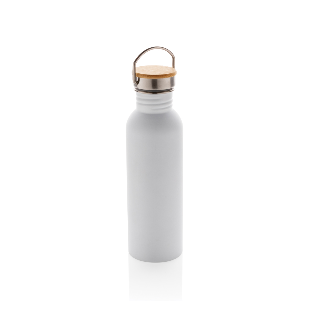 Moderne Stainless-Steel Flasche mit Bambusdeckel