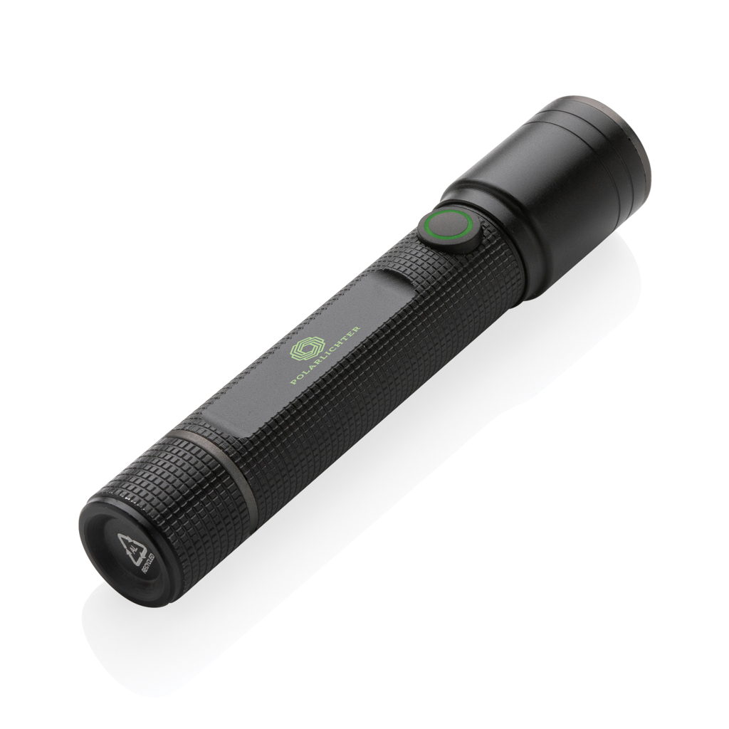 Gear X Taschenlampe aus RCS recycelt. Aluminium mit USB-Akku