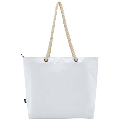 Panama Strandkühltasche mit Kordelgriffen aus recyceltem GRS-Material, 23L - weiss