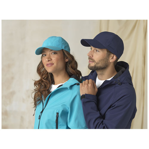 Mica 110 g/m² GRS recycelte Cool Fit Kappe mit sechs Segmenten - weiss
