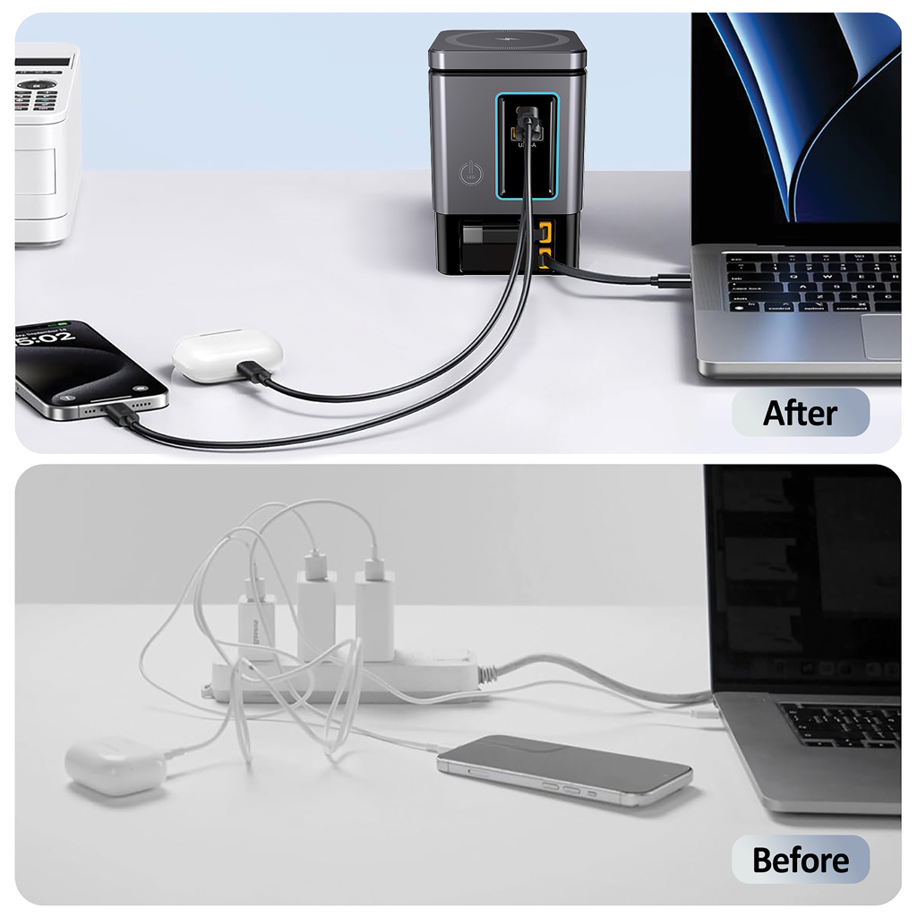 Urban Vitamin Sacramento 105W GaN Charger mit einz. Kabeln