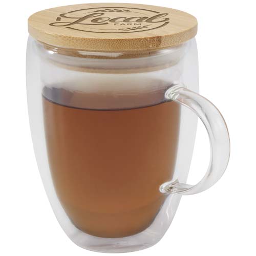 Leona 350 ml Glasbecher mit Bambusdeckel