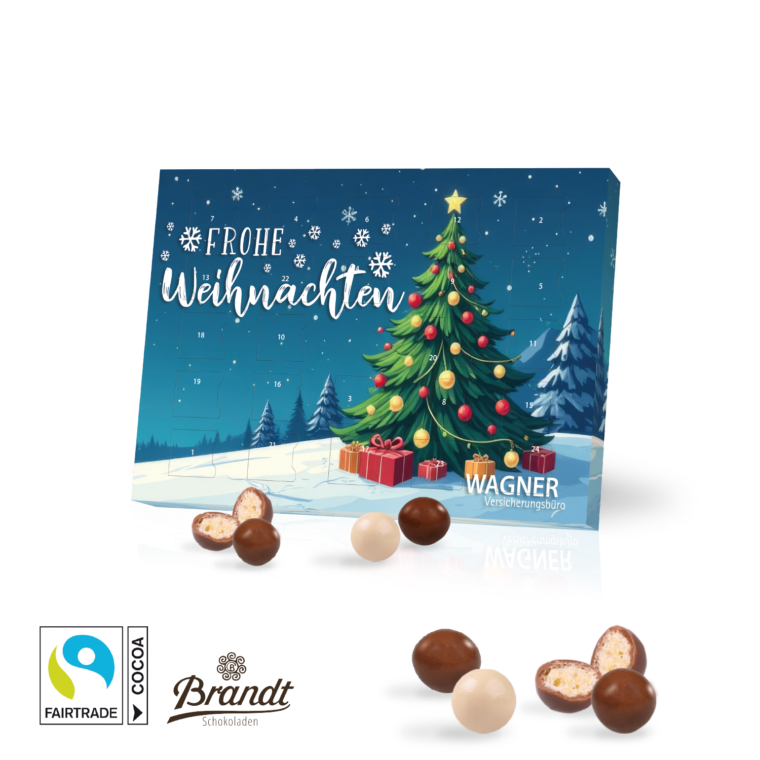 Tisch-Adventskalender mit Brandt Knusperkugeln